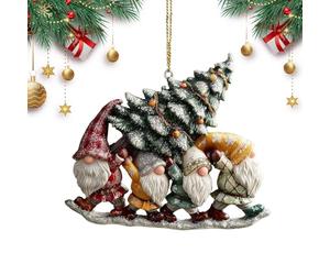 Genérico GNOME Christmas Ornaments | 2D Cute Acrylic Decorations | GNOME Christmas Pendants | For Winter Gardening Daily Indoor Holiday Birthday Party Offices Home Room Chambre Appartment