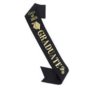 Generico Graduation Ribbon - Satin Material 160cm Long, Senior 2025, Gold Glitter Letters | Elegant Ceremony Accessory, Celebration Wear, Satin Shoulder, Photo Props for School, College, Events