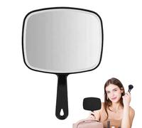 Generico Grand miroir à main, miroir portable | Grand miroir ovale pour salon de beauté | pour coiffeur de coiffeur, verre personnel noir avec poignée de maquillage