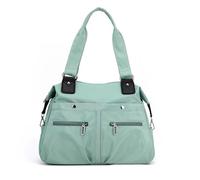 Genérico Grand sac bandoulière pour femme en nylon imperméable Crossbody multifonction léger et antivol, vert clair
