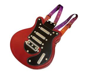 Genérico Grand sac de guitare avec fermeture éclair, design élégant, forme | Rangement de portefeuille pour clés de téléphone, accessoire quotidien pour femmes et filles, style moderne et, rouge