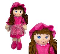 Generico Grande poupée de chiffon 40 cm en tissu, poupées en tissu, poupées avec tresses, robe de bébé, casquette Lily douce et sûre poupées avec tresses en laine, couleurs assorties de couleurs