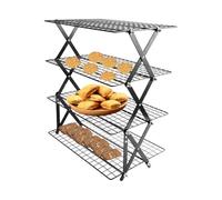 Generico Grilière de four | Étagère pliante à 4 niveaux empilable - Grille de stockage des aliments pour le séchage des biscuits et la cuisson en fil | pour le pain gâteau aux légumes et grillage