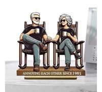 Generico Growing Old Together Figurines - 15 x 10 x 0,5 cm Elderly Couple Figurines | 1 x Wooden Growing Old Together Sculptures | Romantic Wood Ornament And Decorative Accessories For Wife Friend