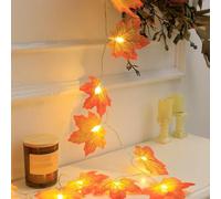 Genérico Guirlande de feuilles d'érable - Guirlande lumineuse d'automne Dee - 3,5 m - Feuille D érable - Automne - Pour Thanksgiving et Halloween