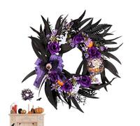Generico Guirlande de roses fausses pour Halloween - Cercle de branches sèches avec décorations effrayantes | pour porte, mur, porche et intérieur | Idéal pour les fêtes et l'ambiance d'horreur