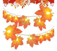 Genérico Guirlande lumineuse imperméable avec feuilles d'érable 6 m pour fêtes, chambre, maison, jardin, mariages, patio, véranda, balcon