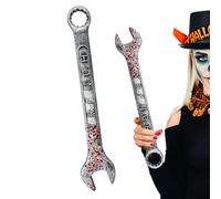 Generico Halloween Bloody Wrench Prop, Horror Simulation Costume Accessory, Red And Silver, Realistic Gruesome Look, Lightweight Design, Fake Weapons Decor for Cosplay Bar Party Escape Room Events
