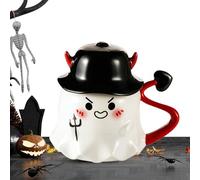 Generico Halloween Ghost Ceramic Mug - Funny Spooky Mugg | Black Mugg With Ghost Print, Funny Drinking Mug For Autumn, Spooky Breakfast Cup Gift Idea For Halloween Fans And Decoration Lovers