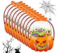 Generico Halloween Pumpkin Bag, Seasonal Decor for Fall Treats Trick Treating Candy, 10 Pieces Resealable Pumpkin Candy Bags with Handles, Favor Event School