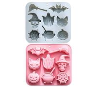 Generico Halloween silicone moule pastel fait maison, 2 pièces faciles en silicone pour Halloween Candy Mariage Cuisine Cakes Deap Bakers Planner de fête
