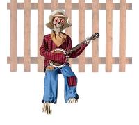 Genérico Halloween Skeleton | Squelettes animés drôles duel de banjo - Statuette articulée avec yeux lumineux et musique pour décoration d'Halloween extérieur intérieur