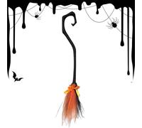 Generico Halloween Witch Broom with Ribbon Accent | 34 pouces Costume Prop Accessory | Violet Orange Green Rose Red Styles | Kids Adults Party Role Play Decor