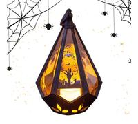 Generico Halween Lantern Decor Château de 22,9 cm Witch Spooky Light pour pelouse, chemin avec éclairage à piles, lanternes pour , décorations de fête, noir, coffret cadeau