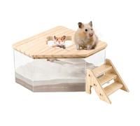 Generico Hamster Bath Sand Container Pet Cage Clear Box Hamsters Sand Bathtub | Small Animals Toilet Gerbil Bathroom with Ladder for Bedroom, Living Room