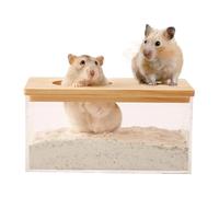 Generico Hamster Cage Sand Container, Transparent Sand Box for Pet Hamsters Cages, Small Animals Toilet Gerbil Bathroom with Ladder for Bedroom, Living Room