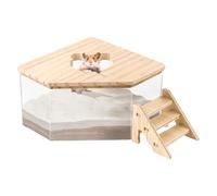 Generico Hamster Dust Bath Box Pet Cage Clear Box Hamsters Sand Bathtub Small Animals Toilet Gerbil Bathroom with Ladder for Bedroom, Living Room