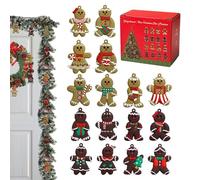 Generico Hangable Gingerbread Tree Ornaments - 16 pièces Cookie Figurines with Rope | Gingerbread Christmas Decorations for Family Farmers Home Holiday Thanksgiving Party Window