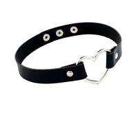Generico Harajuku punk gothique collier ras du cou col rond en cuir PU noir rose, 40cm, Cuir, Aucune pierre précieuse.