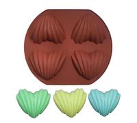 Genérico Heart Shell Silicone Cake Mould - Chocolat Fondant Mould | Chocolate Moulds | 4 Cavities Silicone Moulds A of Love for Dessert for Mousse | Heart Chocolates Mold