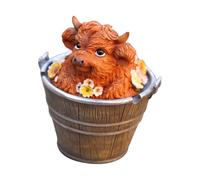 Generico Highland Cow Resin Figurines, Décoration Animal Sculpture, Cute Highland Cow Resin Sculpture For Yard, Desktop Ornament For Shelf Living Room Lockers Garden Porch Yard Bookshelves Table