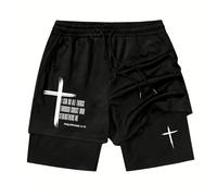 Generico Hommes Shorts Décontracté avec Cordon de serrage d'Été Élastique Jésus Steampunk Cargo Shorts de Travail En Plein Air pour Fitness Sport Loisirs Baggy pour Vacances Streetwear, Noir , M
