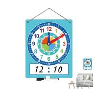 Genérico Horloge d'apprentissage - Écrivez, effacez et apprenez l'heure facilement | Horloge d'enseignement éducatif double face avec stylo | pour maternelle, salle de classe ou étude à la maison