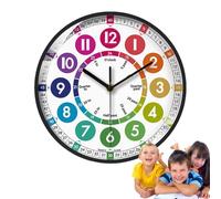 Genérico Horloge éducative pour enfants - 25,4 cm, analogique et silencieuse | Horloge murale à piles pour apprendre l'heure | Coloré décoratif pour chambre d'enfant