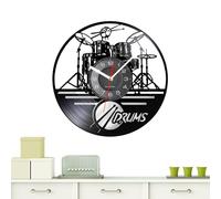 Genérico Horloge murale avec disque - Horloge silencieuse, Relloj de parred avec musique de batterie, Reeloj paared avec disque vinyle | Décoration de maison pour décoration de faveurs musicales