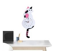 Generico Horloge murale chat - Forme de chat, queue pendule, fonctionnement silencieux, structure robuste, design amusant et extravagant pour la décoration de l'écran mural, blanc, riferimento