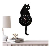 Generico Horloge murale chat - Forme de chat, queue pendule, fonctionnement silencieux, structure robuste, design amusant et extravagant pour la décoration de l'écran mural, noir, riferimento