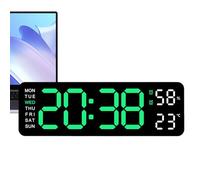 Generico Horloge murale numérique - Réveil rectangulaire moderne, grand écran LED avec grands chiffres | horloge décorative pour maison, chambre, hôtel, bureau, salle de classe scolaire
