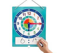 Genérico Horloge murale pour enfant - Horloge éducative silencieuse multicolore avec zone d'écriture effaçable | Outil double face pour pratiquer l'heure en maternelle