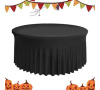 Generico Housse avec jupe, couvre-table ronde pour anniversaire | Nappe réutilisable avec jupe 1,/1,8 m pour mariage, Noël, anniversaire, Halloween, fête, bébé