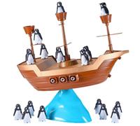 Generico Iceberg Penguin Game - Jouet d'équilibre - Jeu de société familial | Motif bateau pirate, comprend 16 pingouins, construction durable en ABS, pour enfants, fête, lien familial