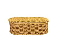 Genérico Imitation rotin Panier de rangement rectangulaire avec couvercle 28 x 14 x 9 cm