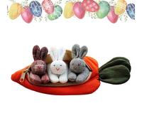 Genérico In Karottenbeutel - Gefüllter Plüsch | DREI Bunnies Osterpuppe Karotte Urlaubsbedarf Osterdekoration, Kinderspielzeug mit Reißverschluss für Heimreisen, Weiches Stofftier Geschenk, Orange