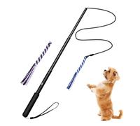 Generico Interactive Dog Flirt Pole | Extensible Metal 26-36 cm Teaser Wand With Rope Plush Attachments Training Exercise Enrichment Toy System Outdoor Agility Play Tug Fitness Tool | Small Medium La