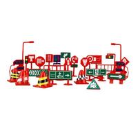 Generico Interatt Lot de 28 jouets pour panneaux de signalisation routière portables, objets de scène éducatifs, modèles routiers colorés, pièces durables