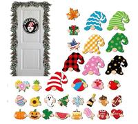 Genérico Interchangeable Welcome Sign, Gnomes Seasonal Door Decorations, Wooden Wreath For Holidays For Home Kitchen Wall Classroom School Winter Automne Holiday Christmas