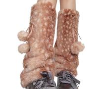 Genérico Jambières en peluche épaisses 40 cm Imprimé - Bottes à pompons | Jambières épaisses pour vacances pour femmes et accessoires photo