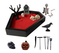 Genérico Jardin zen du cercueil | Décoration de table de cercueil d'Halloween | Kit de jardin gothique zen avec crâne pour intérieur, micro-paysage effrayant pour la méditation, la maison, la cuisine