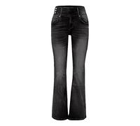 Generico Jean à patte Femme Élégant Jeans Femme Taille Haute Flare Baggy Pantalon avec poches Basic Pantalon Denim Confortable Élégant Pantalon Fille Adolescent Streetwear Y2k Pantalon, Noir , L
