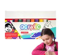 Genérico Jeu de marqueurs, marqueurs pour artistes - Anti-taches multicolores imperméables Marqueurs lavables grande capacité pointe de 8 mm pour calligraphie adulte graphite et art textile