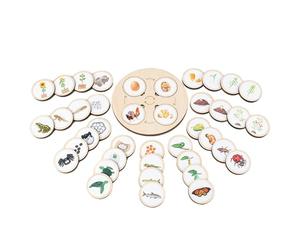 Generico Jeu de puzzle sur le cycle de vie - Tableau éducatif en bois, phases de croissance avec cinq animaux en grille, pédagogie du développement, jeu d'apprentissage préscolaire | Aide didat