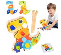 Generico Jeu de tableaux avec tournevis pour | Jouet éducatif en bois pour jeu symbolique | Jeu sensoriel avec dinosaure pour le développement cognitif des l'école maternelle