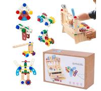 Genérico Jeu d'outils pour | Kit de construction en bois pour jeu symbolique, jeux de construction réalistes pour d'âge préscolaire, intérieur extérieur, salle de classe et salle de