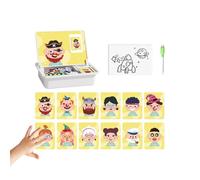 Genérico Jeu portable d'habillage de visage magnétique double face avec tableau et stylo pour d'âge préscolaire en voyage en avion et en avion