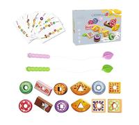 Genérico Jouet à lacets - En bois, 17 x 7 x 1,5 po Jouet de développement des compétences motrices fines | Activité éducative colorée et durable d'apprentissage pour jeunes , jeu d'enfilage par