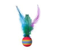 Genérico Jouet boule de chat interactive, 4,5 x 15,9 cm gonflables avec plumes naturelles, couleurs vives, balle de chat, jouet pour animaux de compagnie divertissants
